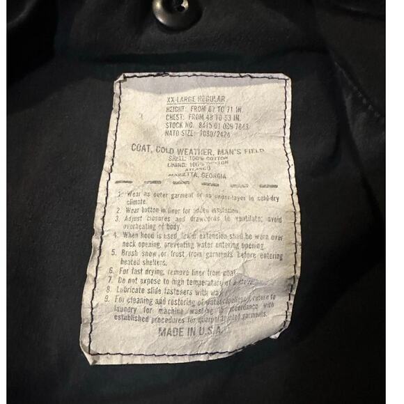 Vintage Man's Field Jacket Mens XXL Army Cold Weather Zip USA Military No Hood - Picture 3 of 6
